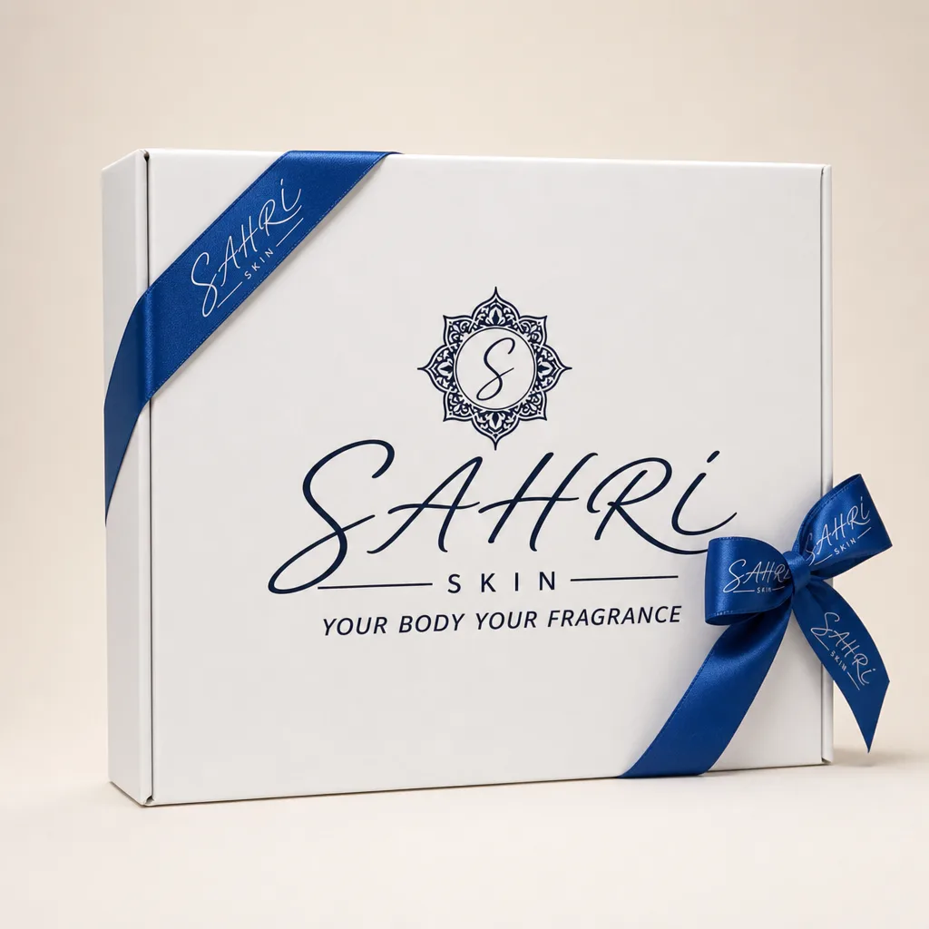 Coffret Pack Rituel SAHRI SKIN fermé, prêt à offrir