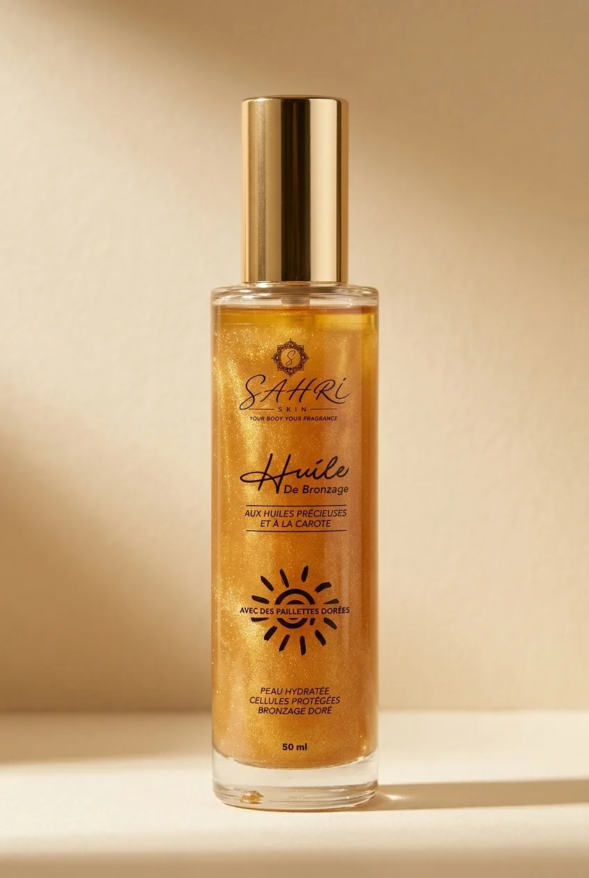 Huile de Bronzage — Paillettes Dorées — huile de bronzage paillettes dorées SAHRI SKIN