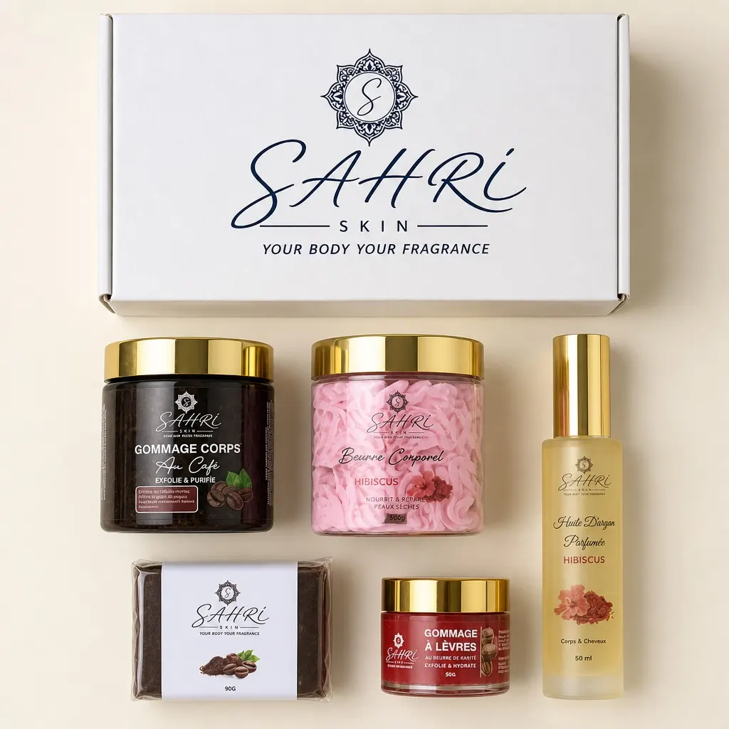 Le pack complet — flatlay — Pack Rituel SAHRI SKIN